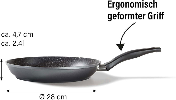 STONELINE Bratpfanne 28 cm, induktionsgeeignet, Aluguss, Antihaftbeschichtung mit echten Steinpartik