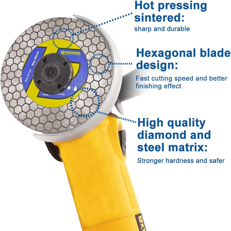 HIGHDRIL Diamant-Fliesensägeblatt – 125 mm Trenn- und Schleifscheibe für Porzellanfliesen, Granit, M