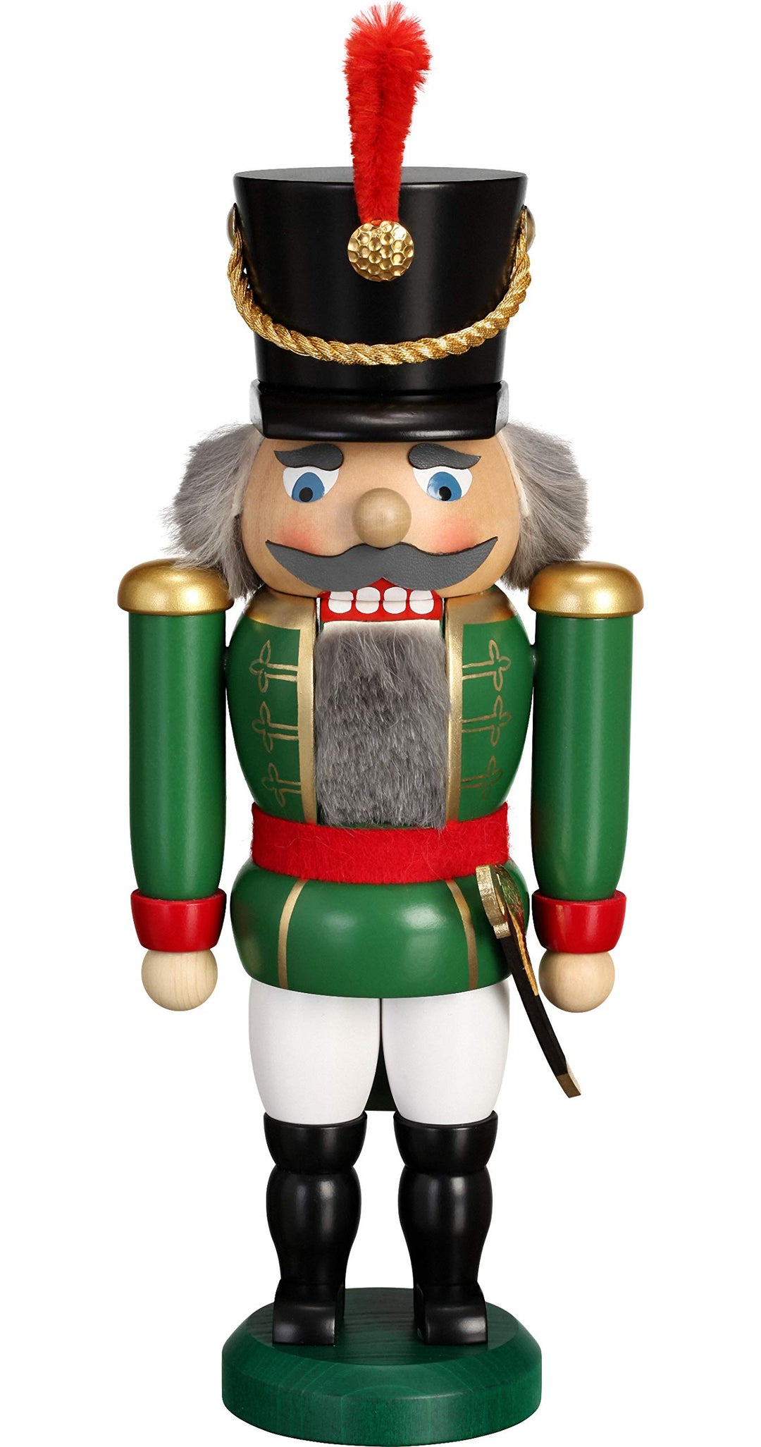 Seiffener Volkskunst Nussknacker Husar 28cm Made in Germany (grün) Grün 28cm, Grün 28cm