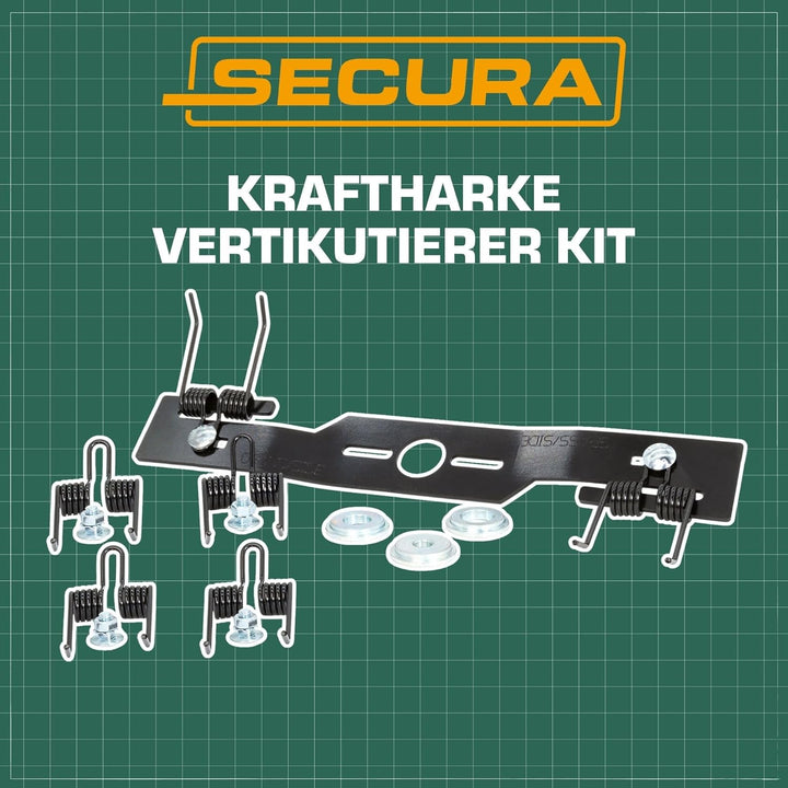 SECURA Vertikutiermesser für Rasenmäher 40 cm Komplettset | Entmooser Kraftharke für Rasenmäher Benz