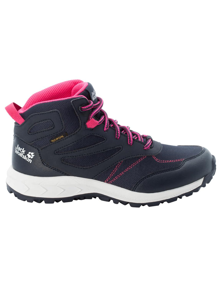 Jack Wolfskin Woodland Texapore Mid K Outdoorschuhe 33 EU Night Blue Pink, 33 EU Night Blue Pink