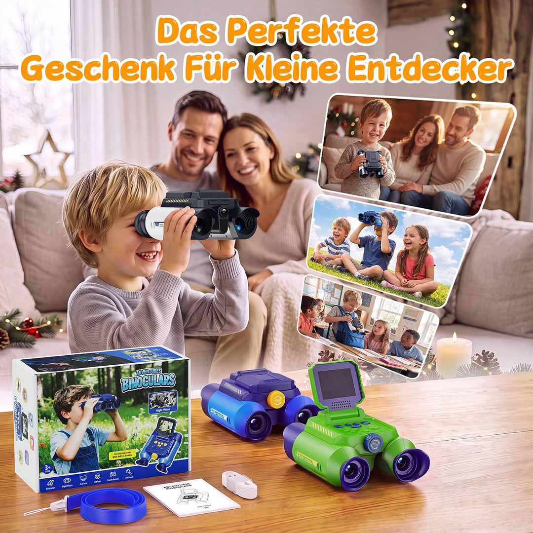 Interaktives Fernglas Kinder mit Nachtsicht, Kamera, Video(Weiss) | Kinderfernglas mit 10-facher Ver