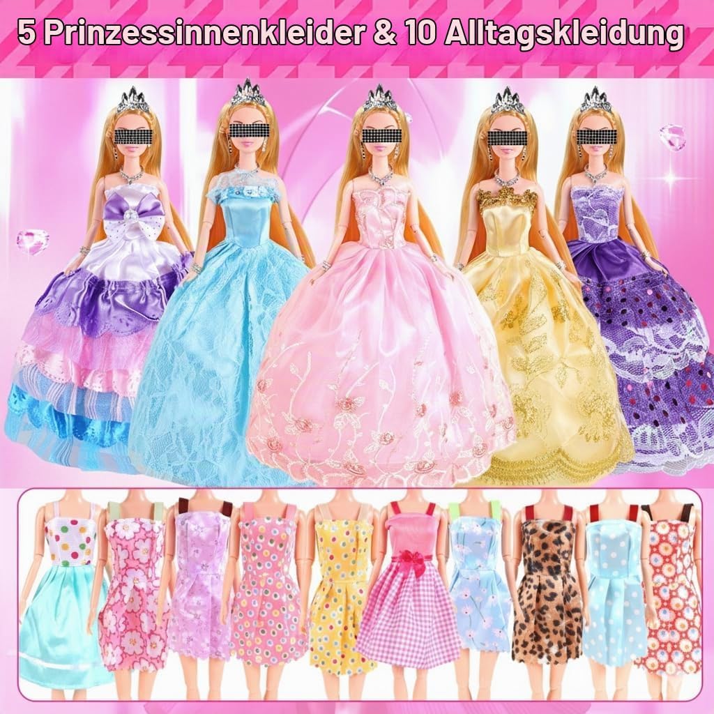 UCanaan Puppen Kleiderschrank für 11,5 Zoll Mädchen Puppen Kleidung und Zubehör 51 Stück Inklusive K