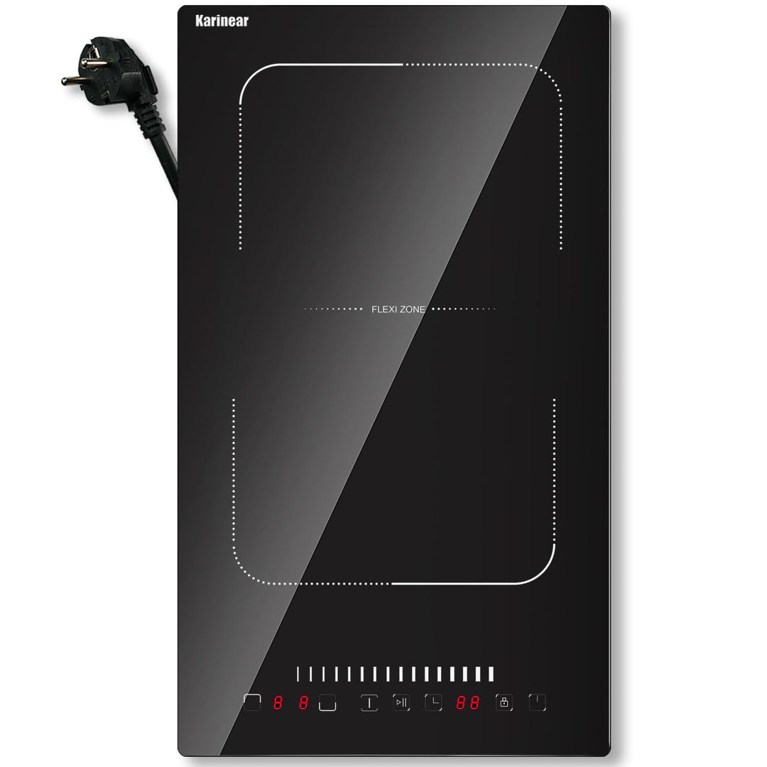 Karinear Induktionsfeld 30cm Flexzonen mit Stecker, Induktionskochfeld 2 Platten Einbau, Induktion K