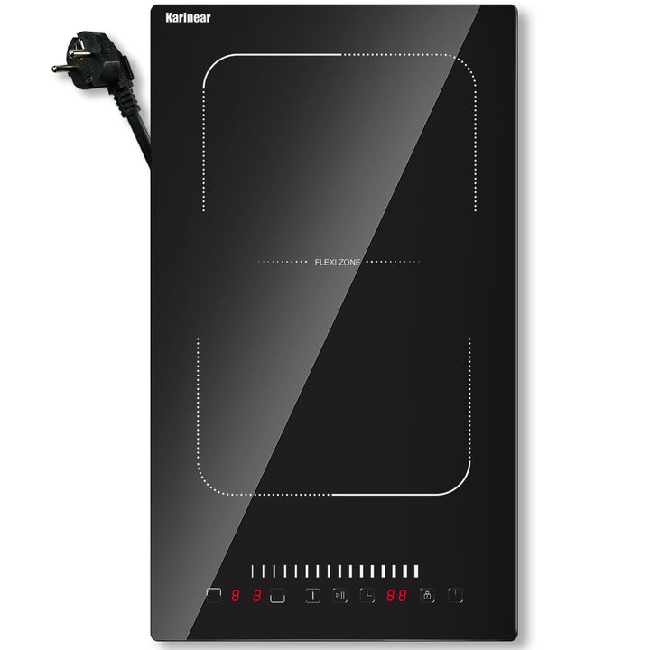 Karinear Induktionsfeld 30cm Flexzonen mit Stecker, Induktionskochfeld 2 Platten Einbau, Induktion K