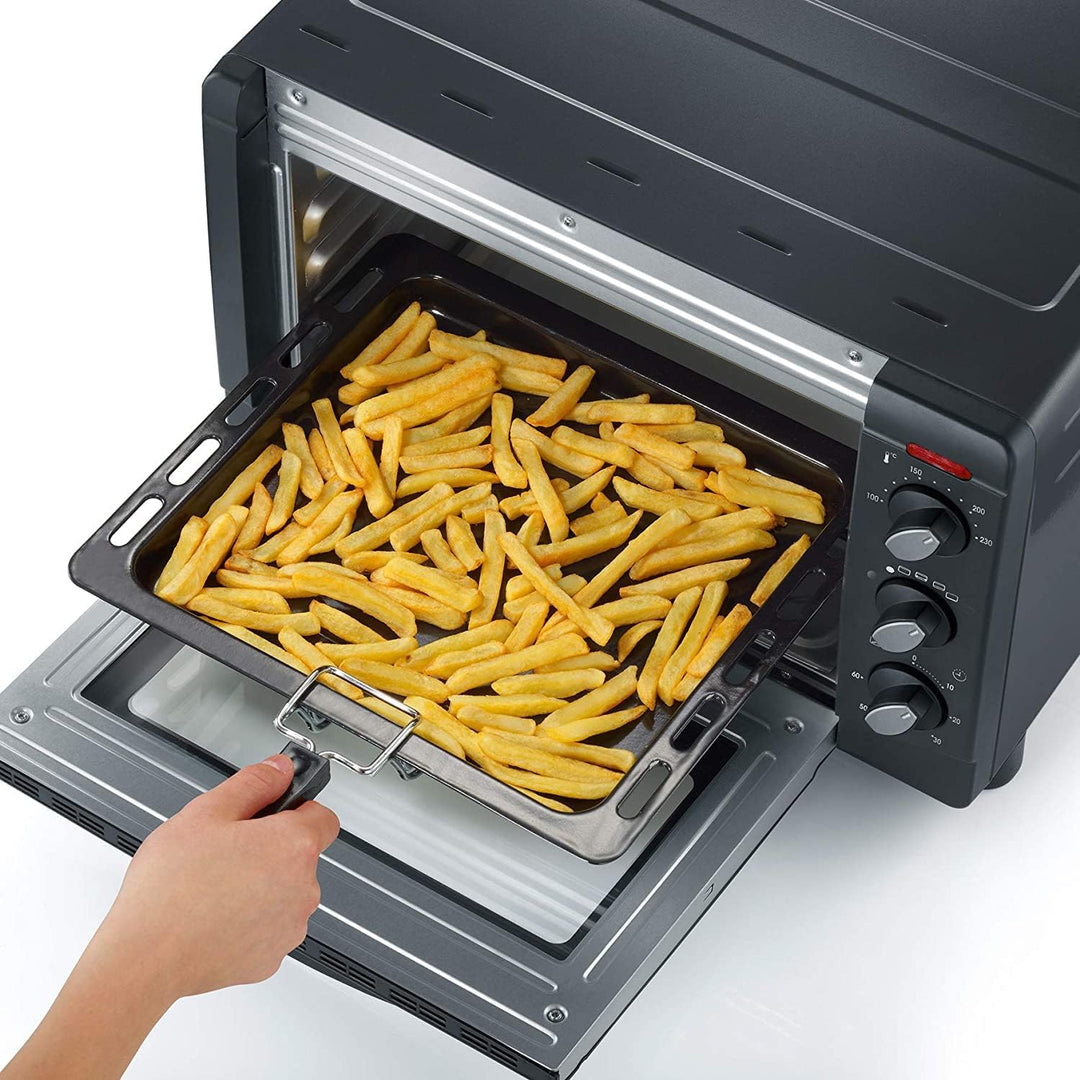 SEVERIN TO 9560 Back- und Toastofen (1.500 W, Inkl. Pizzastein, Grillrost und Backblech, 20 L) silbe