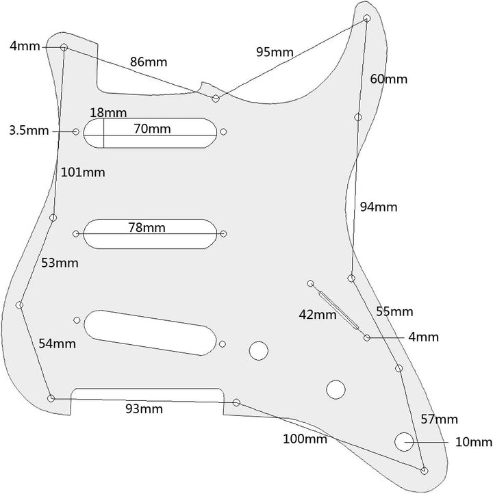 Alnicov SSS 11 Loch Strat Metall Gitarre Pickguard Aluminium Scrach Plate für USA/Mexican Standard S