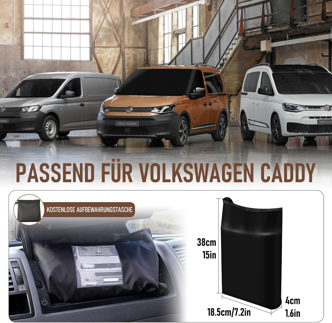 für VW Caddy Auto Windschutzscheiben Abdeckung, 600D Wasserdicht Sonnenschutz Frontscheibe Thermomat