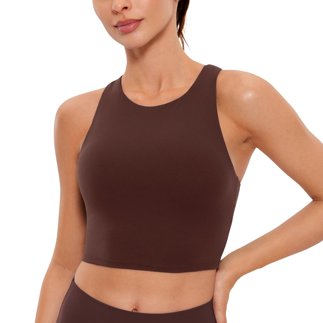 CRZ YOGA Damen Butterluxe Racerback Sport BH Gepolstert Ohne Bügel Crop Tops Longline Yoga Tank Top