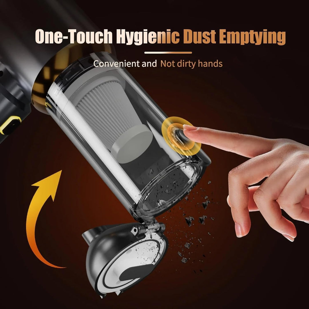Handstaubsauger Akku, 25000PA Autostaubsauger Akku Testsieger, EIN-Touch-Staubbehälter Handstaubsaug