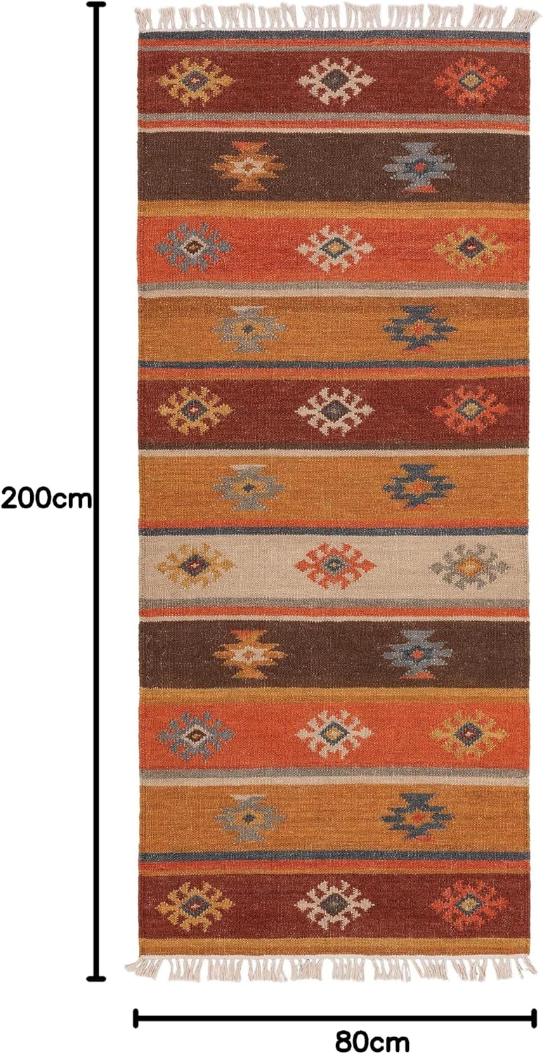 benuta Pure Handgewebter Kelim Zohra - Wolle - Läufer & im Style: Kelim,Traditionell, Ethno-Style, N