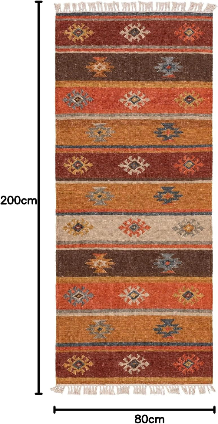 benuta Pure Handgewebter Kelim Zohra - Wolle - Läufer & im Style: Kelim,Traditionell, Ethno-Style, N