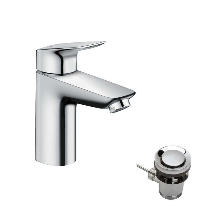 hansgrohe Waschtischarmatur MyCube, Wasserhahn Bad mit Auslauf Höhe 100 mm, mit Zugstange, Badarmatu