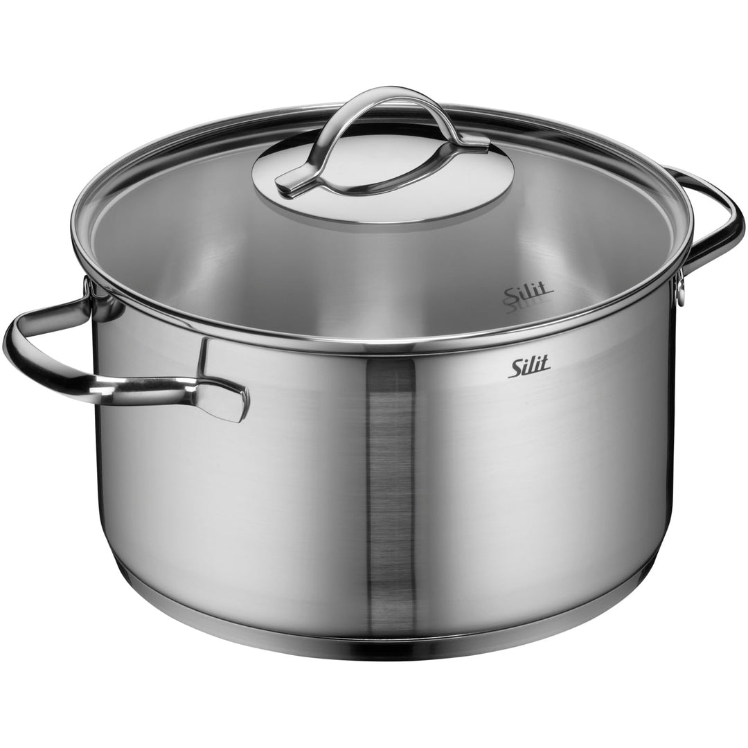 Silit Achat Kochtopf gross 24cm, Glasdeckel, Fleischtopf Induktion 5,6l, Edelstahl teilmattiert, unb