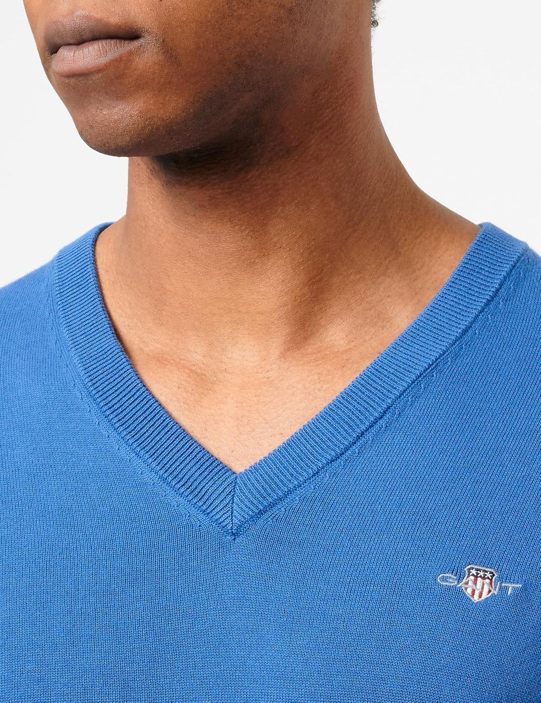 Gant Herren Classic Cotton V-Neck Pullover M Rich Blue, M Rich Blue