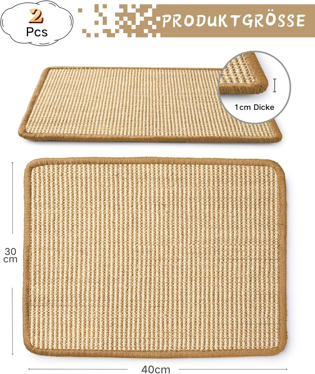 JanYoo 2 Stück Kratzmatte für Kaninchen 40x30cm, wiederverwendbar, Käfigeinlagen Meerschweinchen, Un