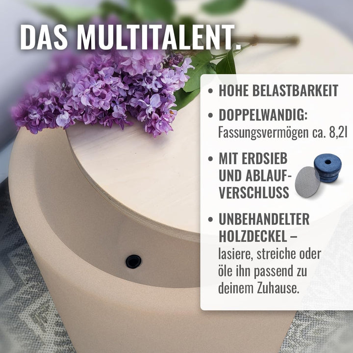 8 seasons design Beistelltisch Garten Solar 45 cm, Shining Drum (sand), LED warmweiss, Dämmerungssen