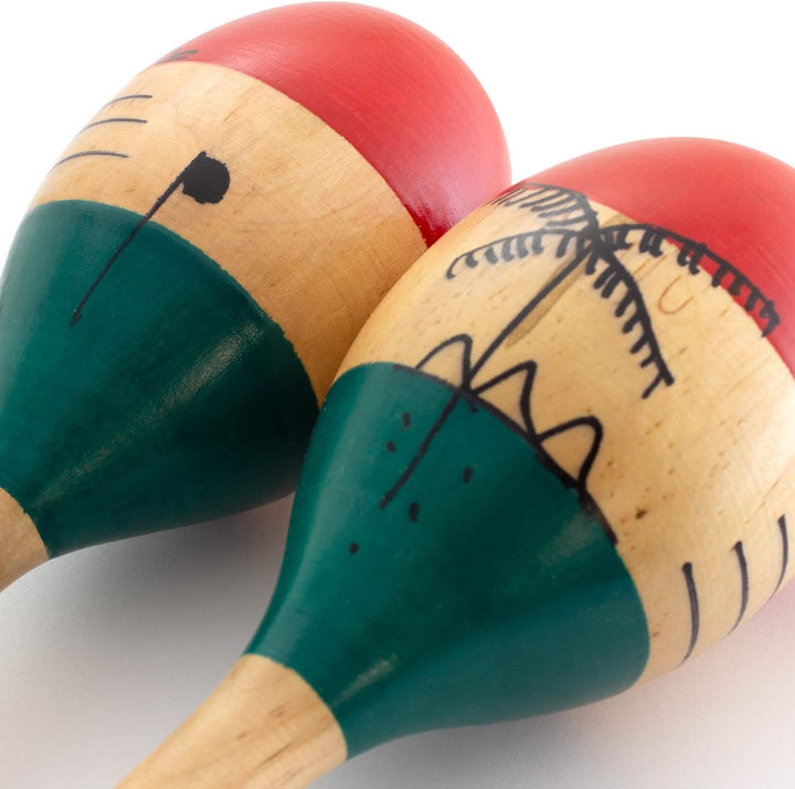 Club Salsa F835255 Cabasa, 18 cm x 11 cm &amp; World Rhythm MAR56-NT Naturholz Maracas, handbemalt - Ful