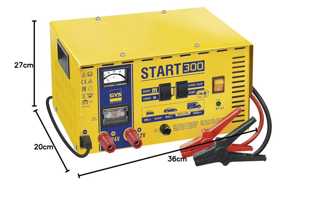 GYS 25547 Konventionelles Batterielade-und startgerät für Fahrzeuge mit Einer 12V (35 80 Ah) BZW flü