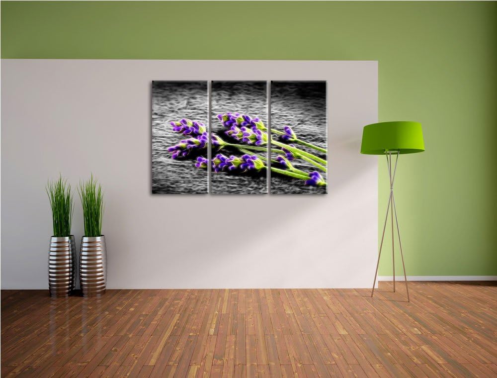 schöne Lila Blumen3-Teiler Leinwandbild 120x80 Bild auf Leinwand, XXL riesige Bilder fertig gerahmt