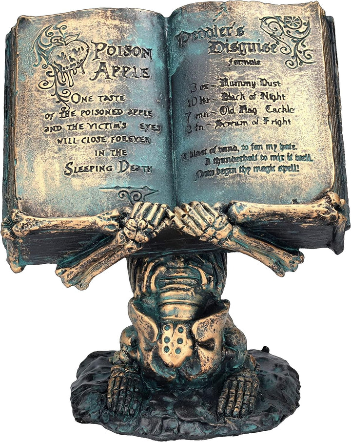 Pacific Giftware Skelettfigur hält Zauberbuch - Gothic Statue Fantasy Deko Totenkopf