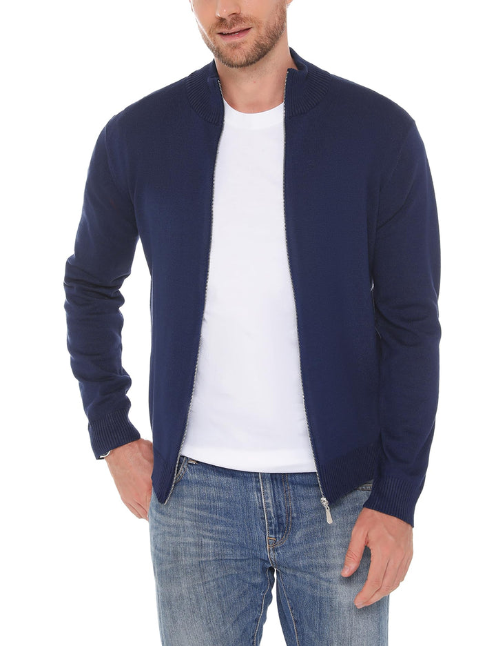 iClosam Herren Strickjacke Feinstrick Mit Stehkragen Und Reissverschluss Blau S, Blau S