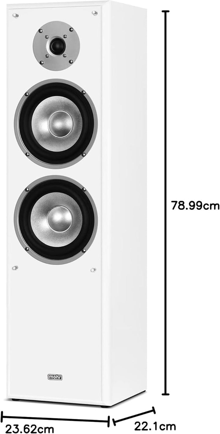 mohr 1 Paar Standlautsprecher SL10, Weiss Lautsprecherboxen, HiFi Klang zum günstigen Preis, weiss
