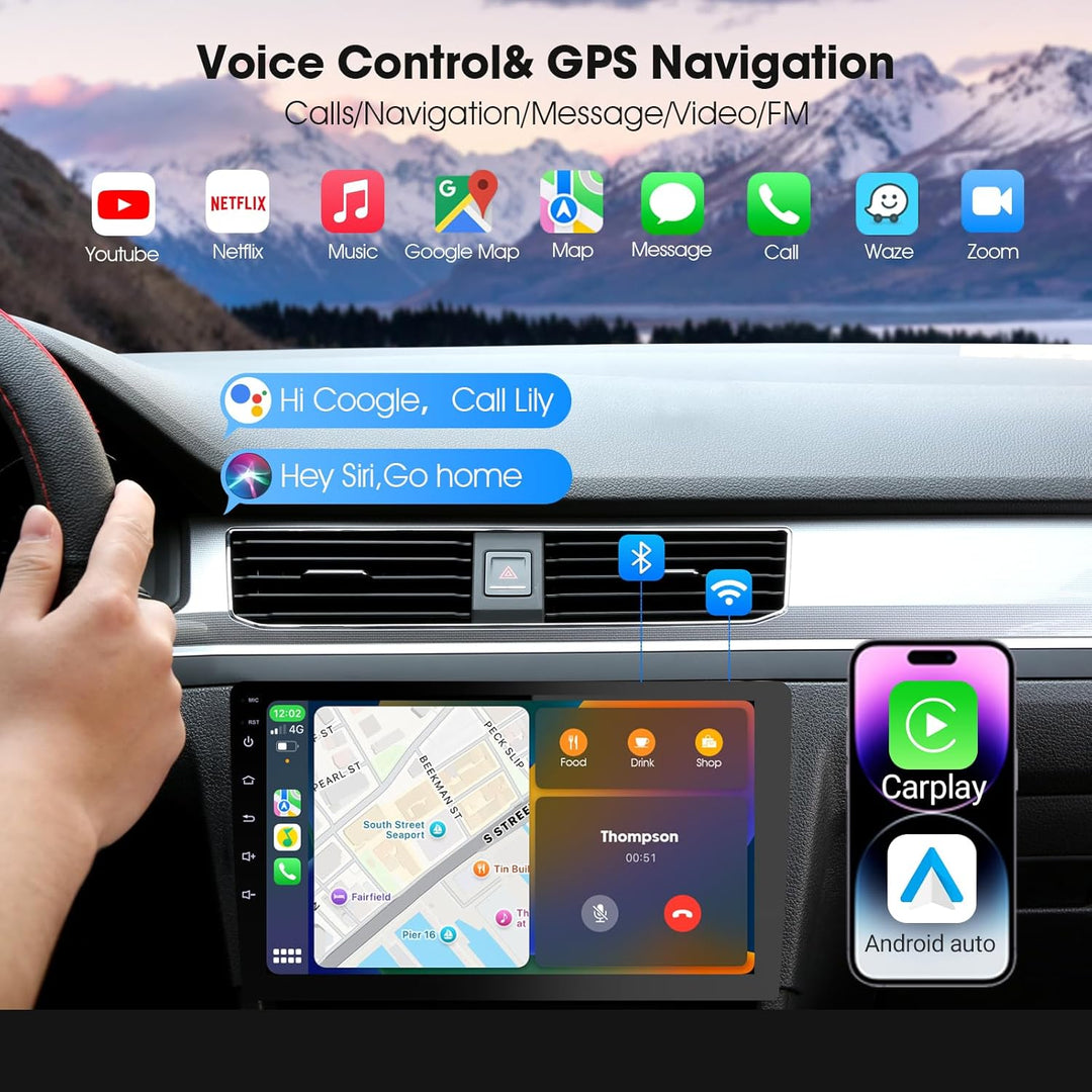 2 Din Autoradio 9 Zoll mit Wireless CarPlay & Wireless Android Auto,Auto Radio HD Touch Display mit