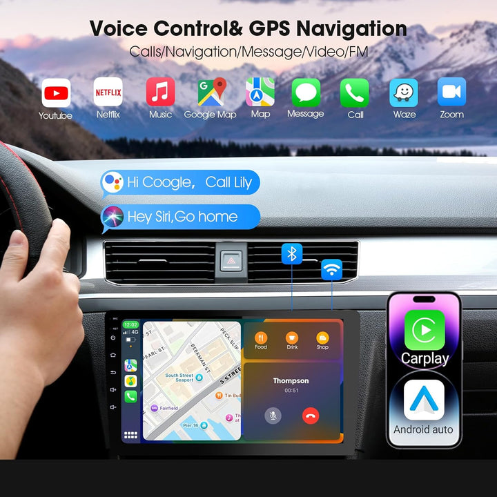 2 Din Autoradio 9 Zoll mit Wireless CarPlay & Wireless Android Auto,Auto Radio HD Touch Display mit