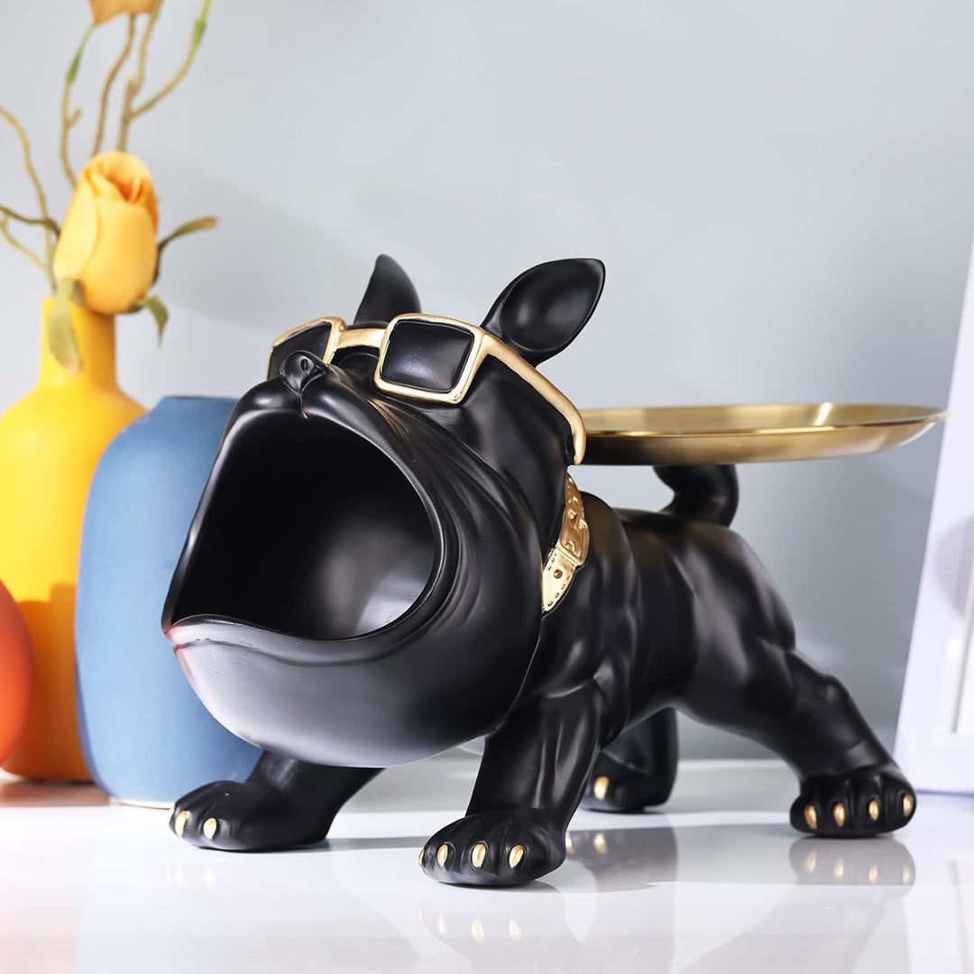 Französische Bulldogge,Moderne Dekoration aus Kunstharz,Bulldoggen-Tablett,Schlüsselhalter,Süssigkei