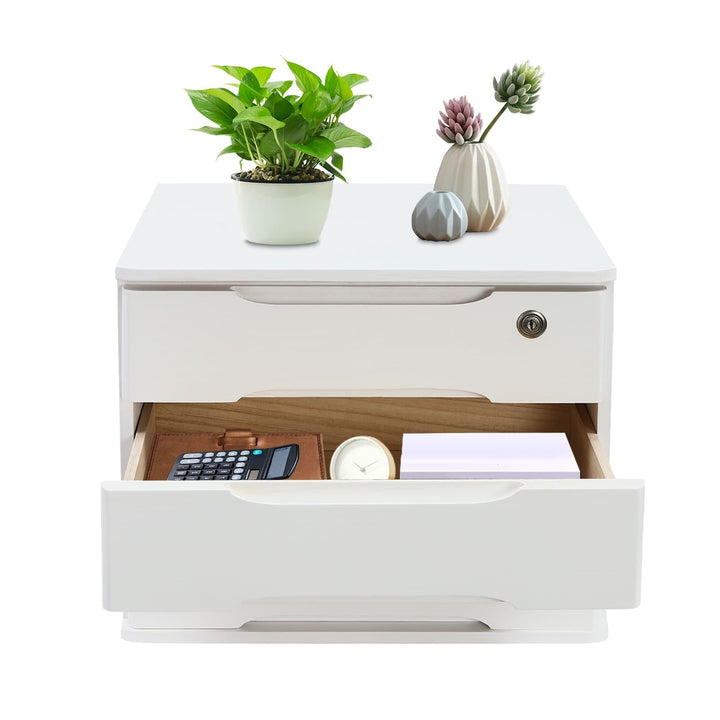 Aufbewahrungsbox mit 3 Ebenen, mit abschliessbarer Schublade, Schreibtisch-Organizer aus Holz, L 39