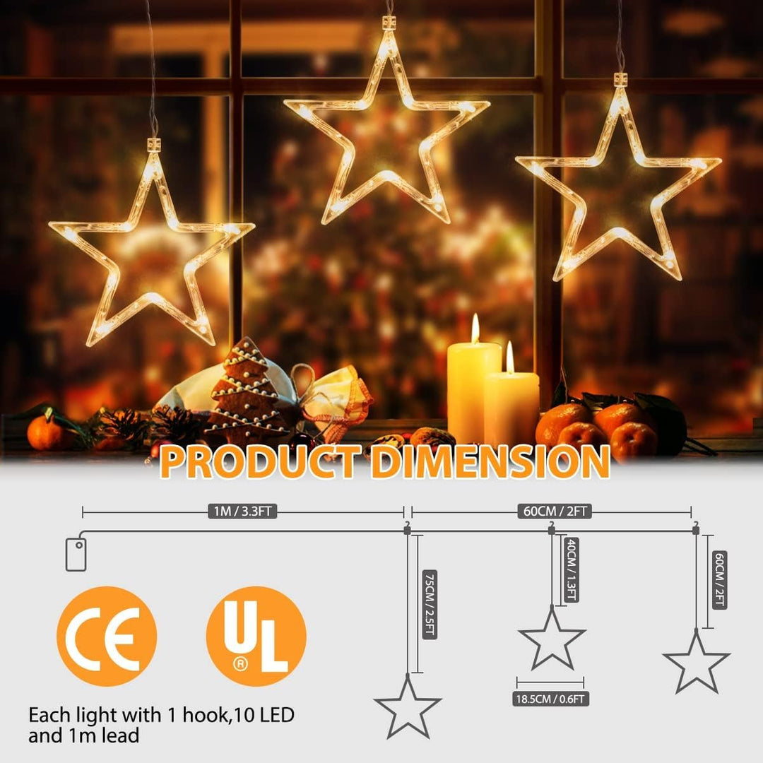 GlobaLink 3 Stück LED Weihnachtsstern Beleuchtung, Weihnachtsdeko Fenster Timer mit 45 LEDs 8 Modi B