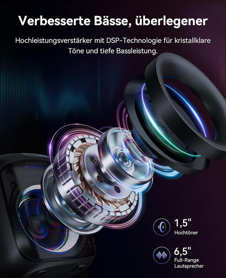 GKS60 Karaoke-Maschine Erwachsene, Bluetooth-Partylautsprecher, 2 Mikrofone
