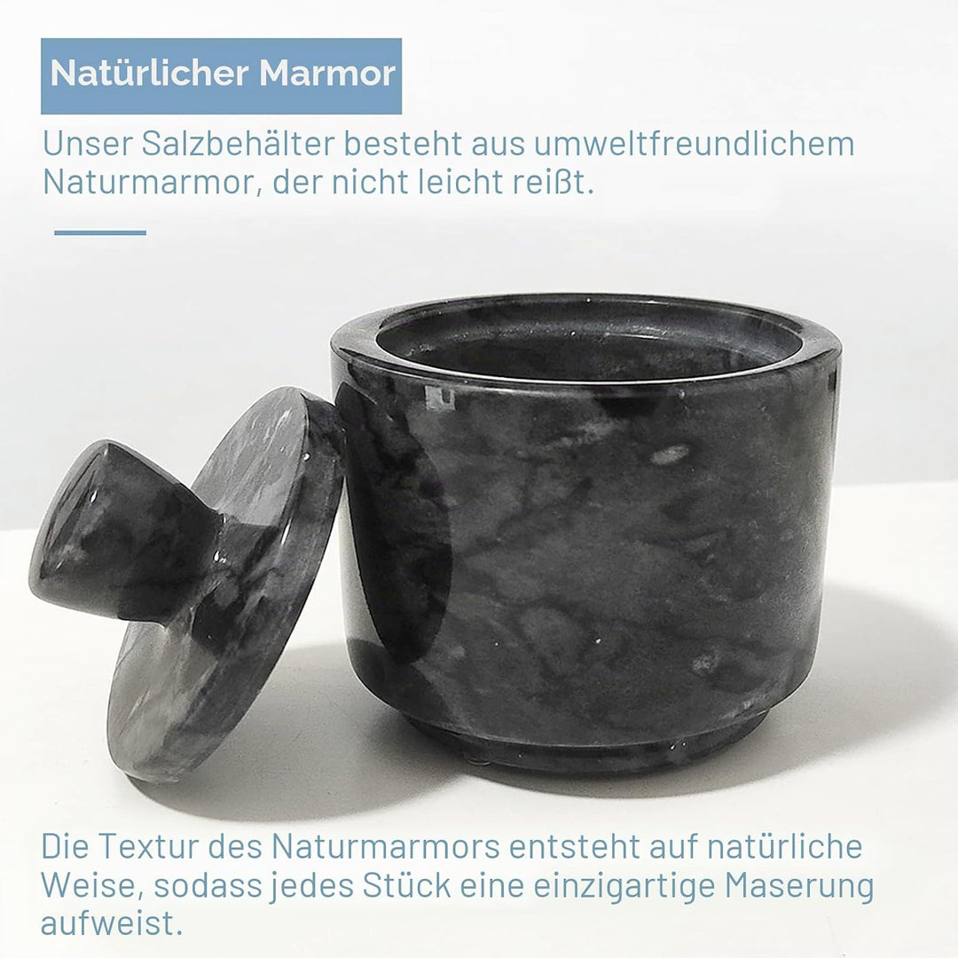 Marmor Salzstreuer mit Deckel, Steinsalz- oder Pfefferschale, Behälterhalter, Behälter für die Küche