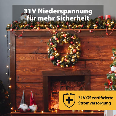 SALCAR 26m 360er LED Lichterkette Weihnachtsbaum (23m Lichterkette + 3m Stromkabel), 31V Christbaumb