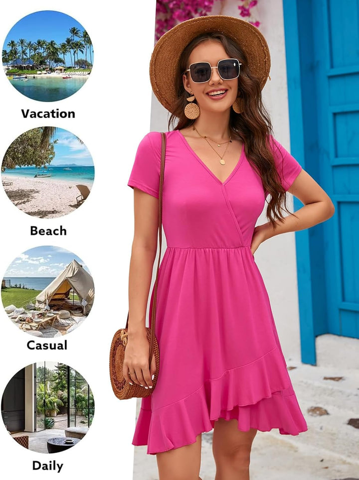 ULTRANICE Damen Sommerkleider Blumenmuster Kleid V-Ausschnitt Strandkleid Verstellbaren Spaghettiträ
