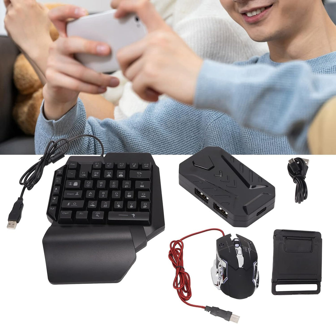 Dpofirs Einhand Gaming Tastatur und Maus Kombination, Tastatur und Mauskonverter Handy Tastatur Maus