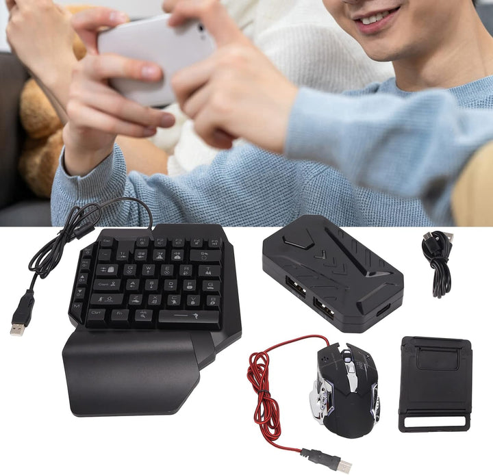 Dpofirs Einhand Gaming Tastatur und Maus Kombination, Tastatur und Mauskonverter Handy Tastatur Maus