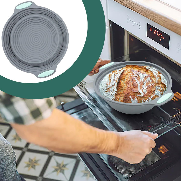 Silikon Gärkorb Brot Proofing Basket - 1 Stück, Grau, Gärkörbchen Rund, Geeignet für die Zubereitung