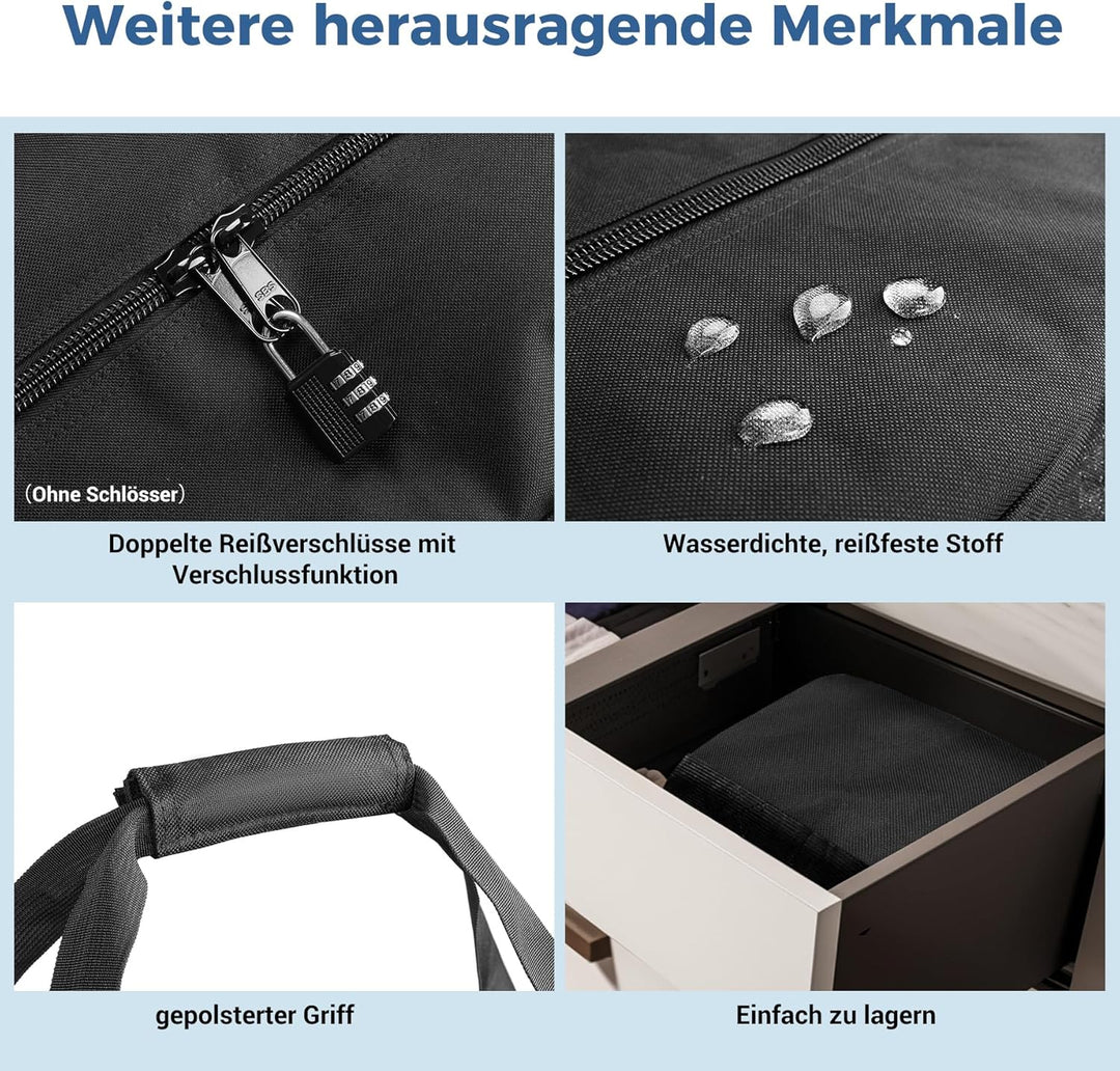 INFANZIA 216L Sporttasche, Extra Grosse Aufbewahrungstasche mit Upgrade Reissverschlüssen, Reisetasc