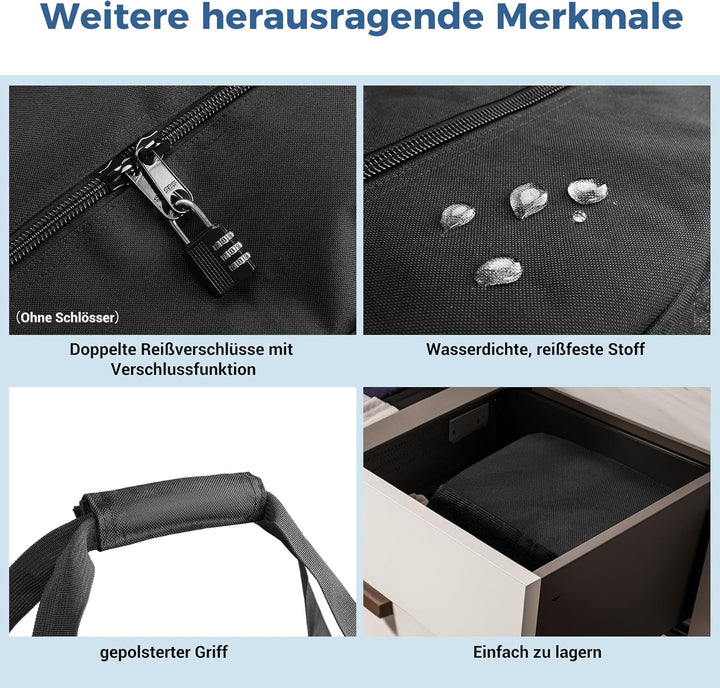 INFANZIA 216L Sporttasche, Extra Grosse Aufbewahrungstasche mit Upgrade Reissverschlüssen, Reisetasc