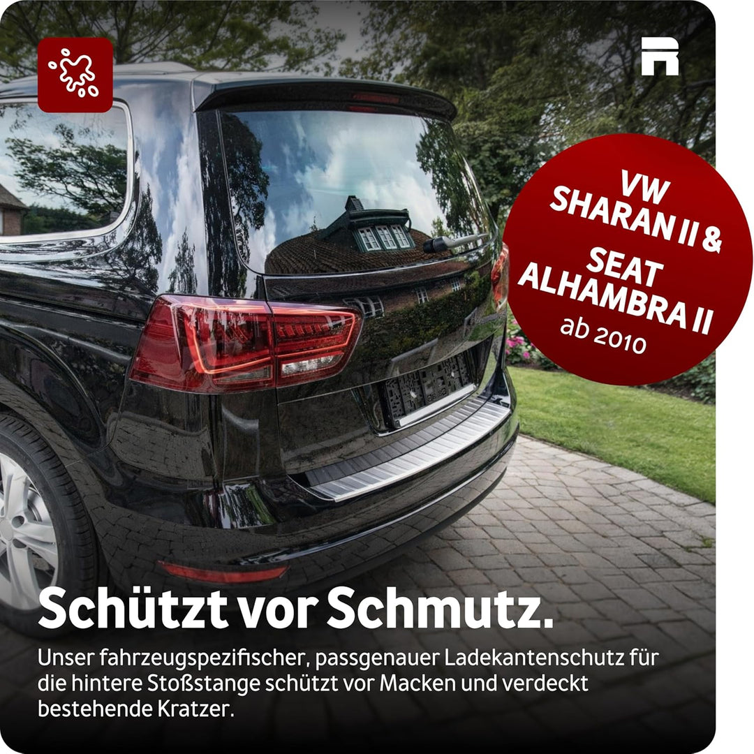 Ladekantenschutz Edelstahl MATT kompatibel für VW SHARAN II, SEAT ALHAMBRA II ab 2010 | premium Qual