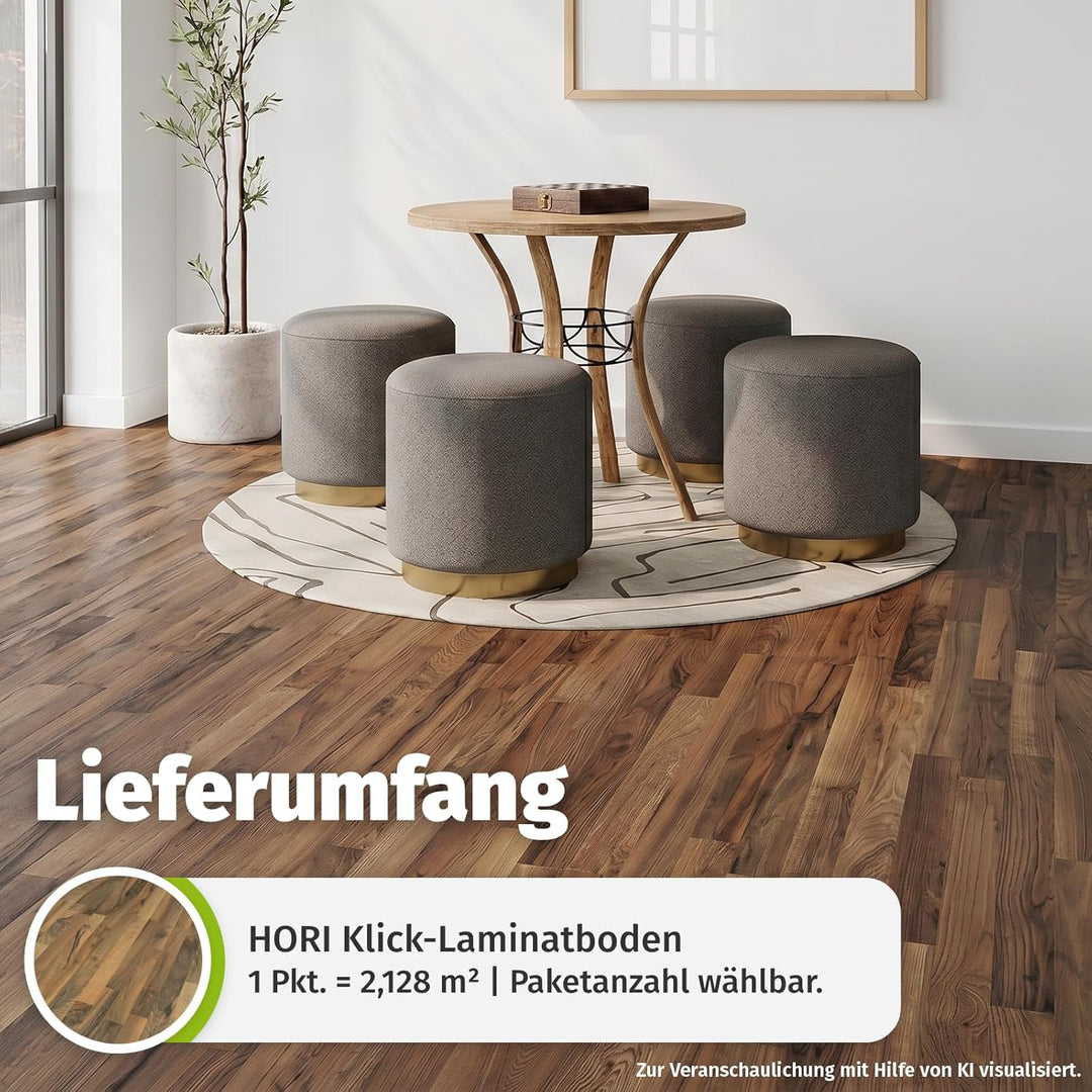 HORI Laminatboden Easy & Selection - Klicklaminat in Holzoptik - 3-Stab Schiffsboden - für Fussboden