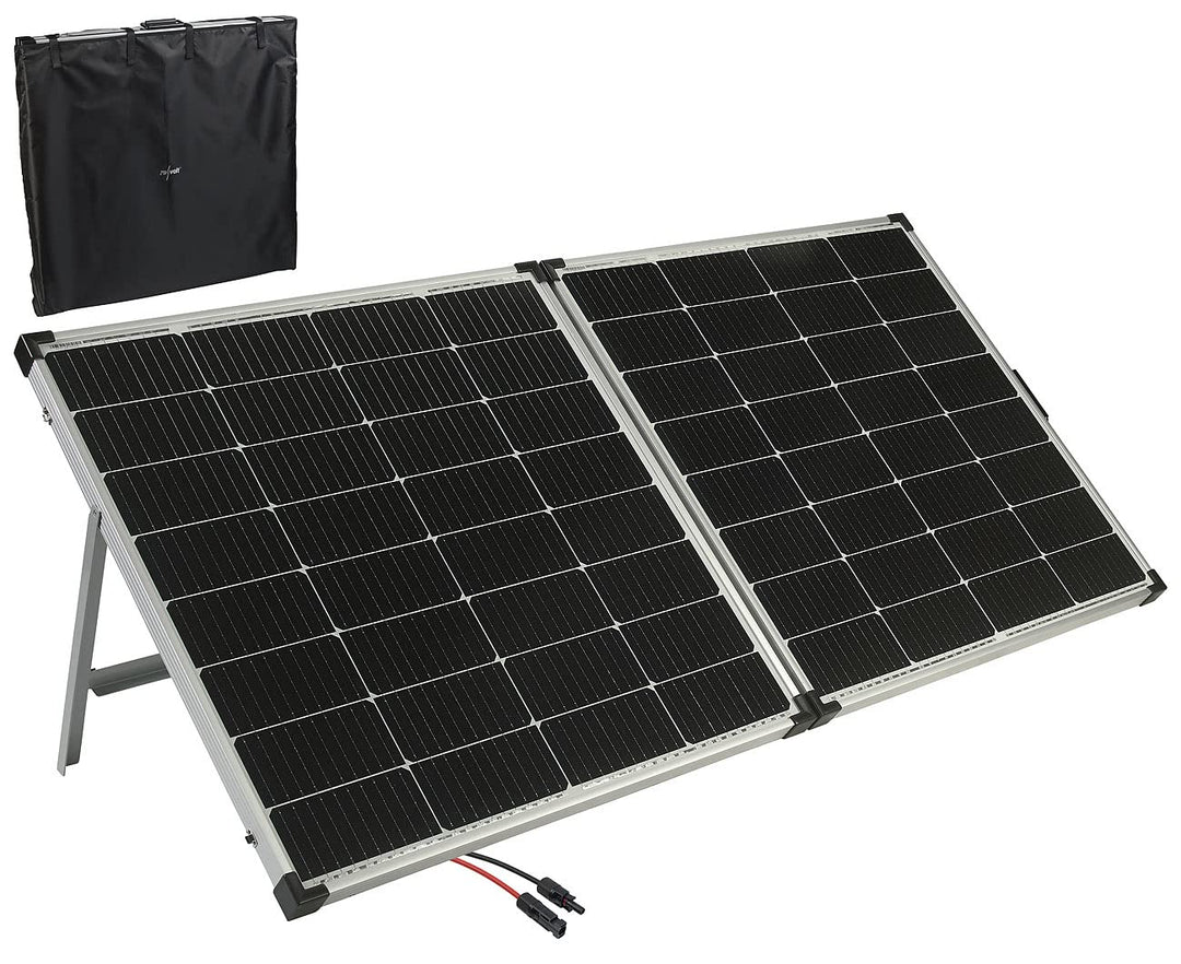 revolt Solarkoffer: Faltbares Solarpanel mit monokristallinen Zellen, 240 Watt, silber (Solarplatte,