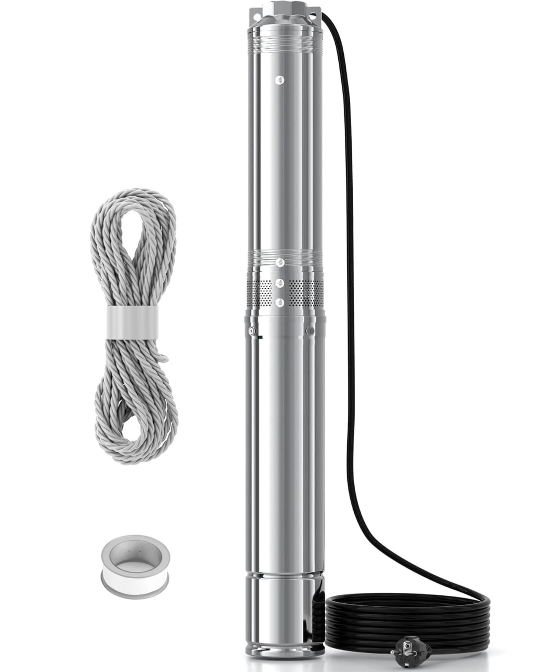 LANCHEZ Tiefbrunnenpumpe, 170 L/min Brunnenpumpe, (Max. Förderhöhe 144M | IP68 | 230V/50Hz | mit 20M