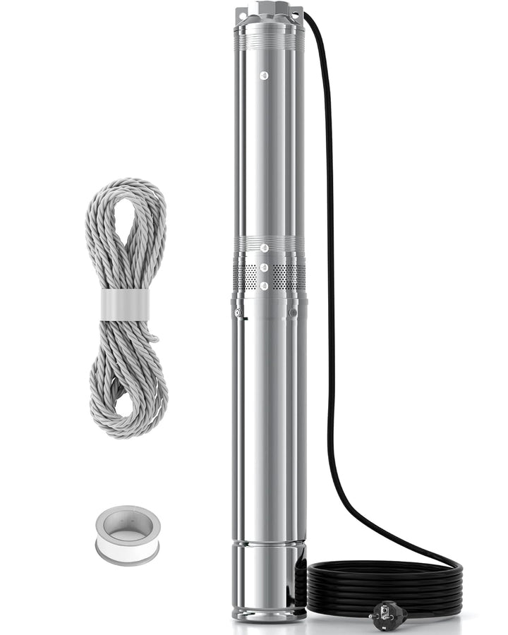 LANCHEZ Tiefbrunnenpumpe, 170 L/min Brunnenpumpe, (Max. Förderhöhe 144M | IP68 | 230V/50Hz | mit 20M