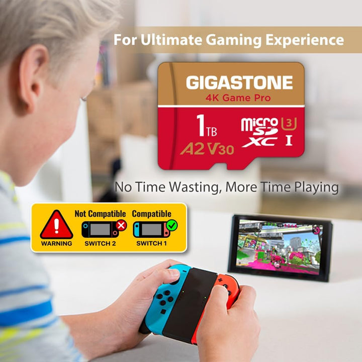 Nur für Switch 1 GGIGASTONE 1TB Micro SD Karte, 4K Game Pro, bis zu 150/130 MB/s, MicroSDXC Speicher