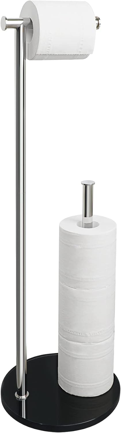 Toilettenpapierhalter Stehend, SAYAYO Klopapierhalter Stehend mit Gehärtetem Glas Basis Schwarz und