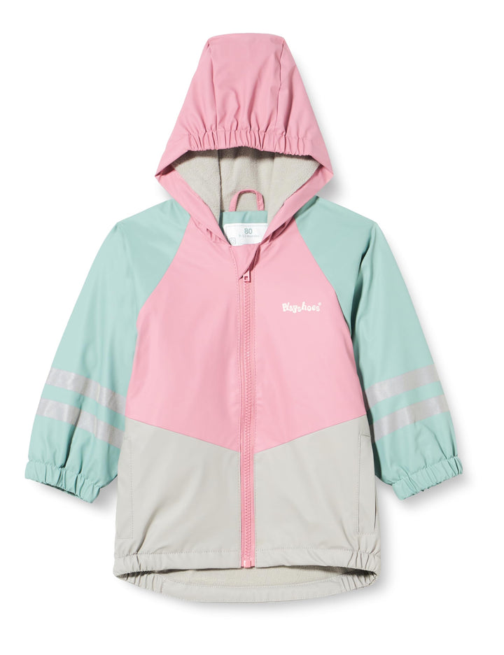 Playshoes Unisex Kinder Fleece-Futter Regenmantel Regenjacke Regenbekleidung 140 rosa/grün, 140 rosa