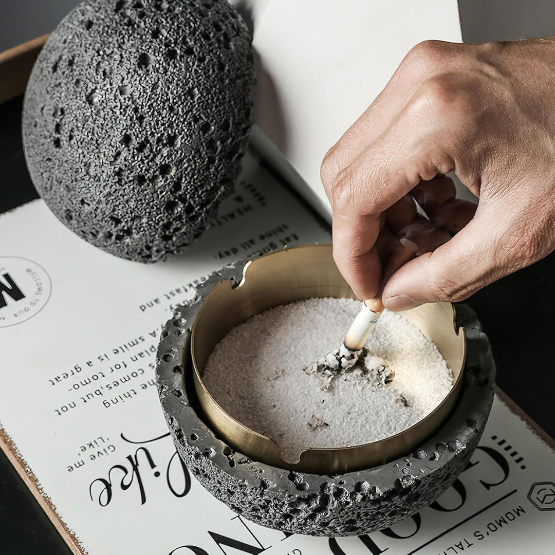 Mode-Mülleimer, Beton+Innenzylinder aus Metall Leicht zu Reinigen (Dunkelgrau), Dunkelgrau